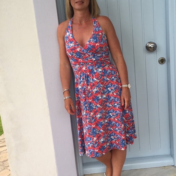 Boden St. Lucia Halter Dress Red White Blue Multi Patriotic Knee Summer Sun 4 - Picture 7 of 7